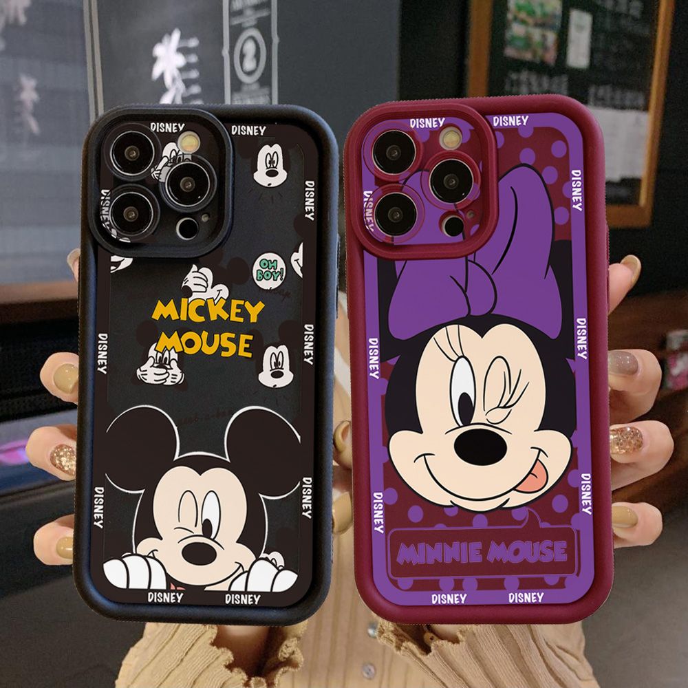 for Samsung Galaxy S24 S23 Ultra S22 Plus S21 FE S20 Funny Purple Minnie Mickey Full Protective Phone Case Anti Drop Cover