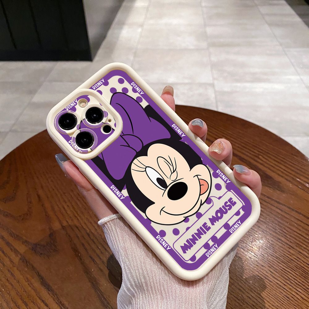 for Samsung Galaxy S24 S23 Ultra S22 Plus S21 FE S20 Funny Purple Minnie Mickey Full Protective Phone Case Anti Drop Cover