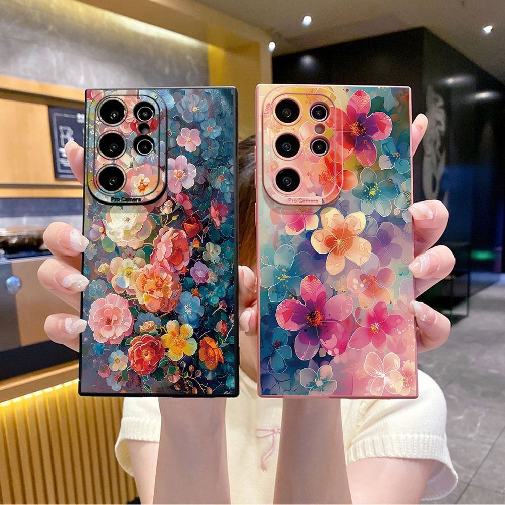 for Samsung Galaxy S24 S23 Ultra S22 Plus Note 20 S21 FE S20 Luxury Flower Full Protective Case Anti Drop Cover