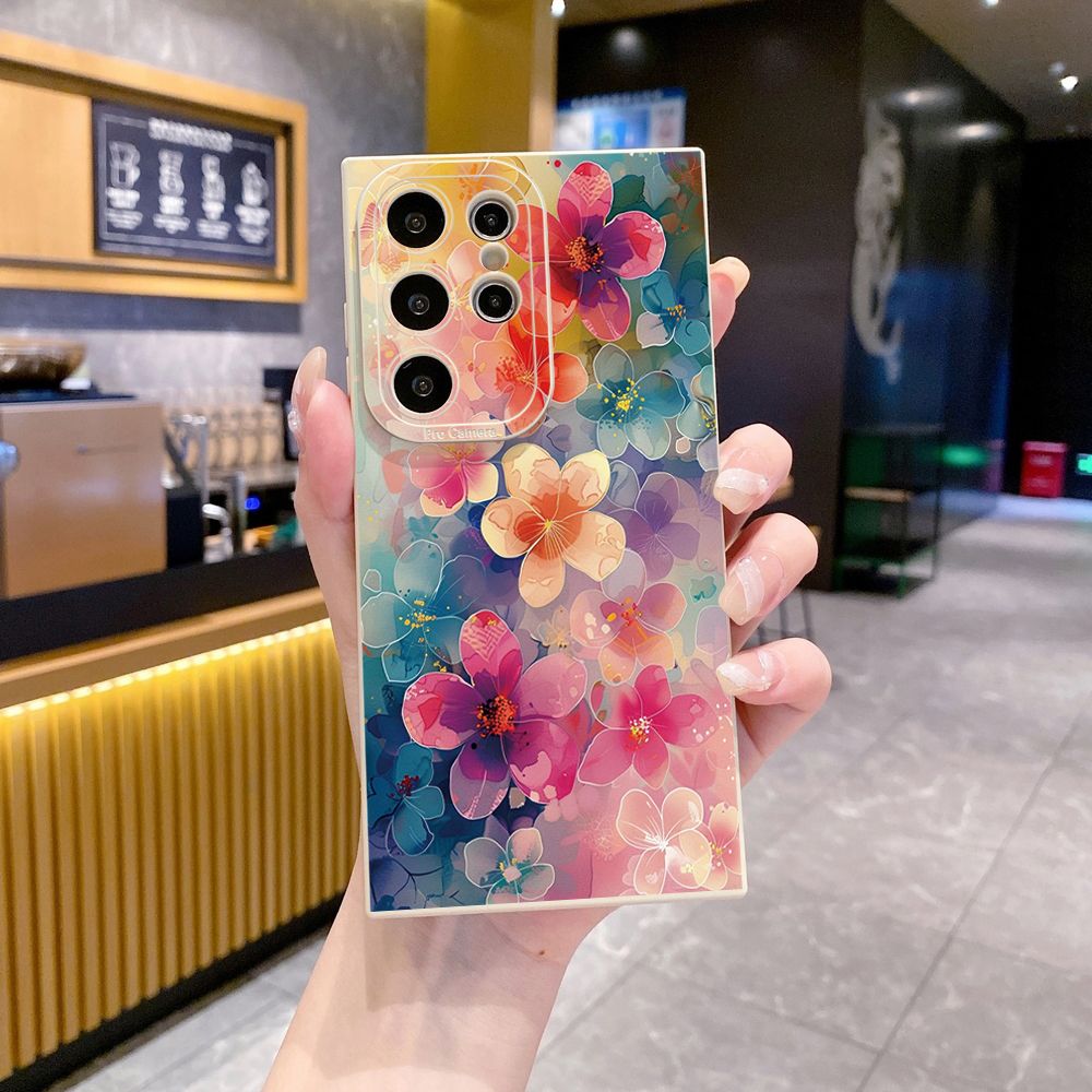 for Samsung Galaxy S24 S23 Ultra S22 Plus Note 20 S21 FE S20 Luxury Flower Full Protective Case Anti Drop Cover