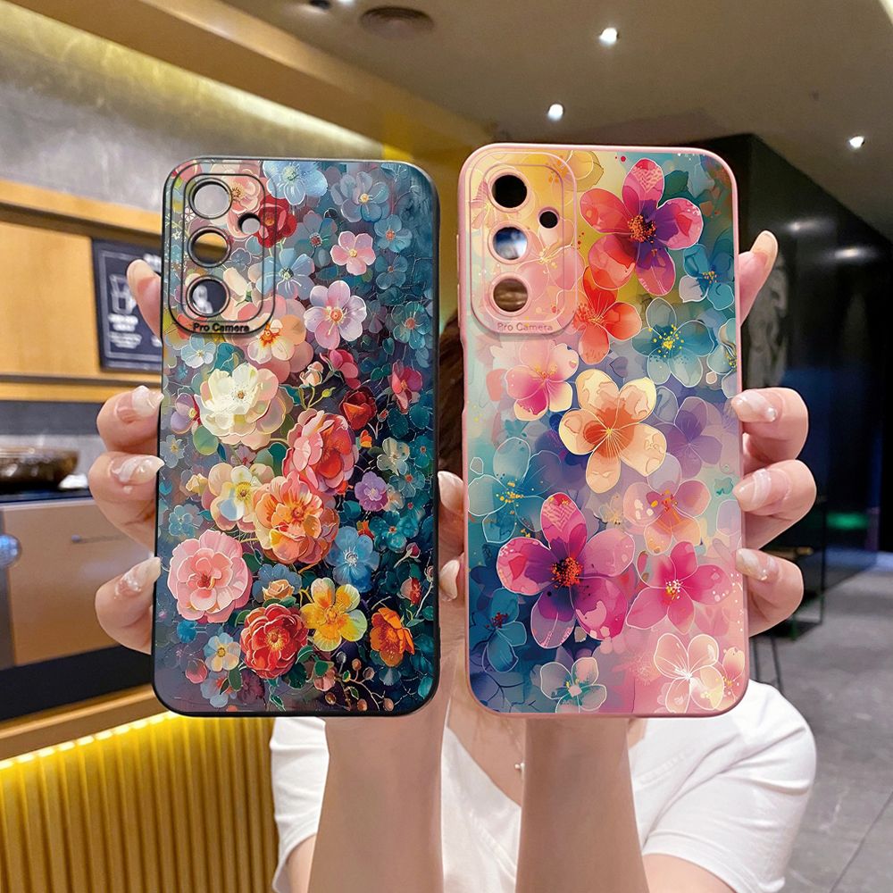 for Samsung Galaxy A15 A05 A35 A55 A04E A14 A24 A34 A54 A33 A53 A73 5G A32 A52S A72 A31 A51 A71 A11 A50 A03S Luxury Flower Full Protective Case Anti Drop Cover