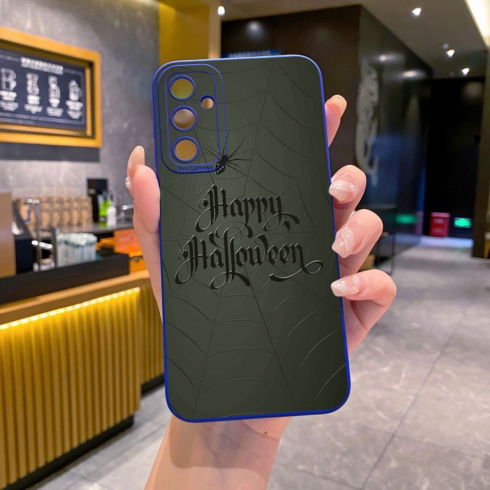 for Samsung Galaxy A15 A05 A35 A55 A04E A14 A24 A34 A54 A33 A53 A73 5G A32 A52S A72 A31 A51 A71 A11 A50 A03S Cobweb Halloween Full Protective Case Anti Drop Cover
