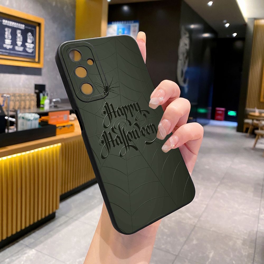 for Samsung Galaxy A15 A05 A35 A55 A04E A14 A24 A34 A54 A33 A53 A73 5G A32 A52S A72 A31 A51 A71 A11 A50 A03S Cobweb Halloween Full Protective Case Anti Drop Cover