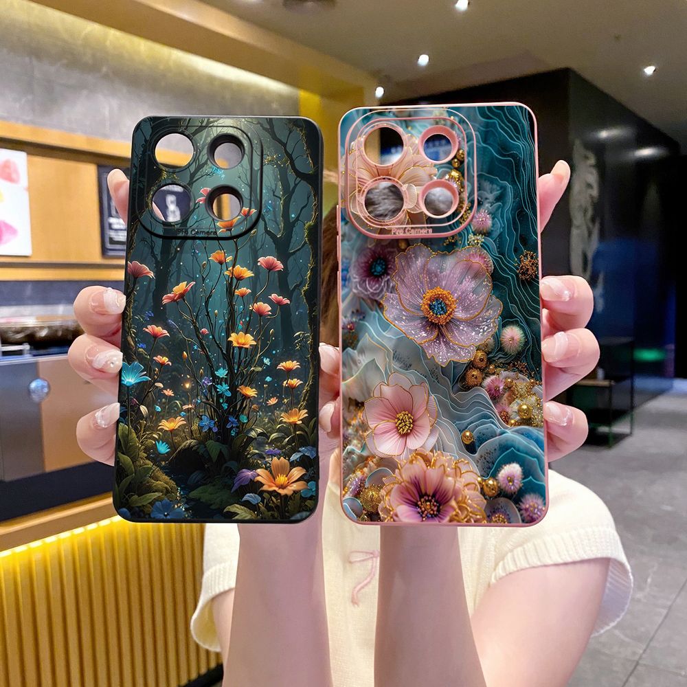 for Xiaomi Redmi Note 13 12 Pro 5G 12S 11S 13C A1 10 Pro 4G 10S Redmi 10C 9C 9S A2 Forest Liquid Flower Full Protective Case Anti Drop Cover