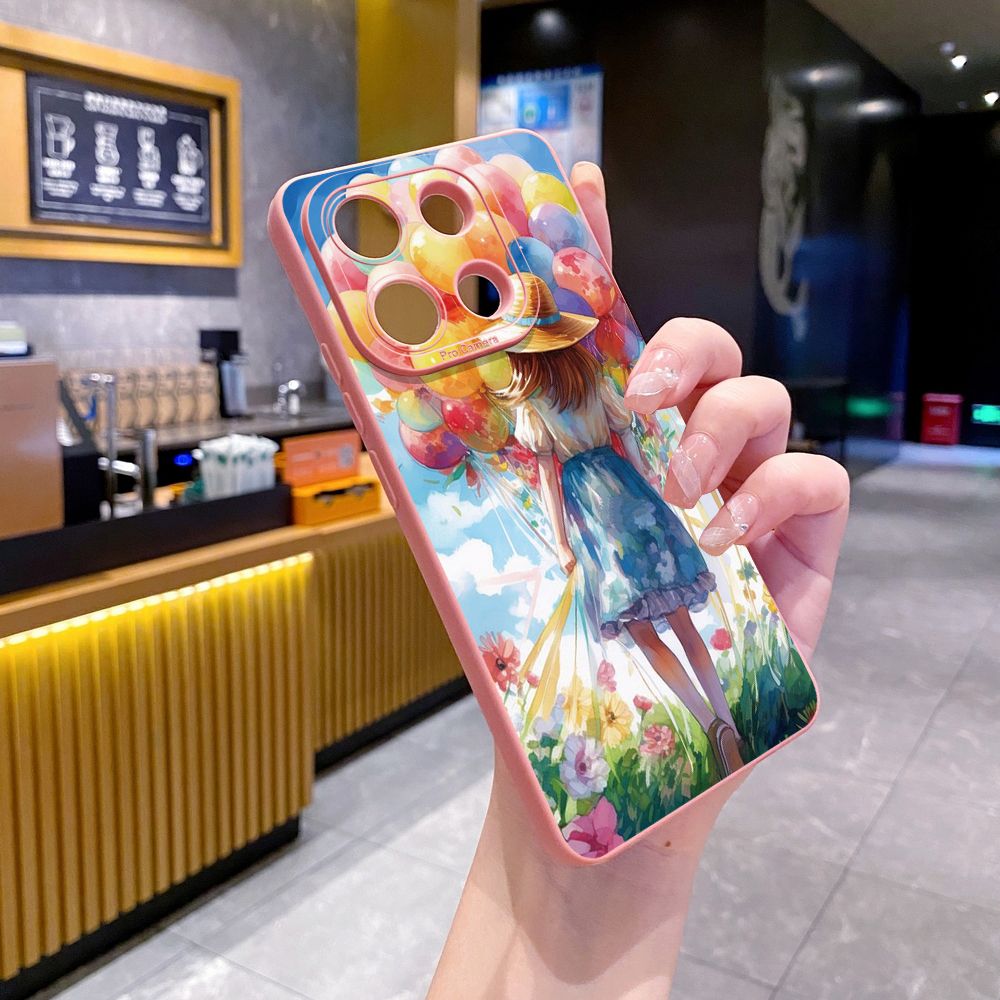 for Xiaomi Redmi Note 13 12 Pro 5G 12S 11S 13C A1 10 Pro 4G 10S Redmi 10C 9C 9S A2 Cat Girl Ballon Full Protective Case Anti Drop Cover