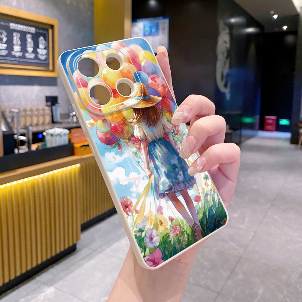 for Xiaomi Redmi Note 13 12 Pro 5G 12S 11S 13C A1 10 Pro 4G 10S Redmi 10C 9C 9S A2 Cat Girl Ballon Full Protective Case Anti Drop Cover
