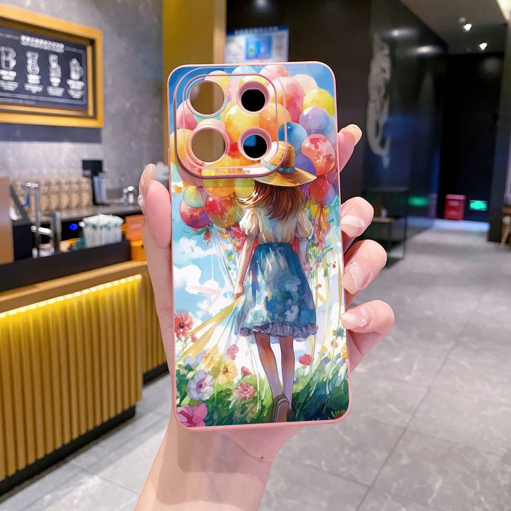 for Xiaomi Redmi Note 13 12 Pro 5G 12S 11S 13C A1 10 Pro 4G 10S Redmi 10C 9C 9S A2 Cat Girl Ballon Full Protective Case Anti Drop Cover