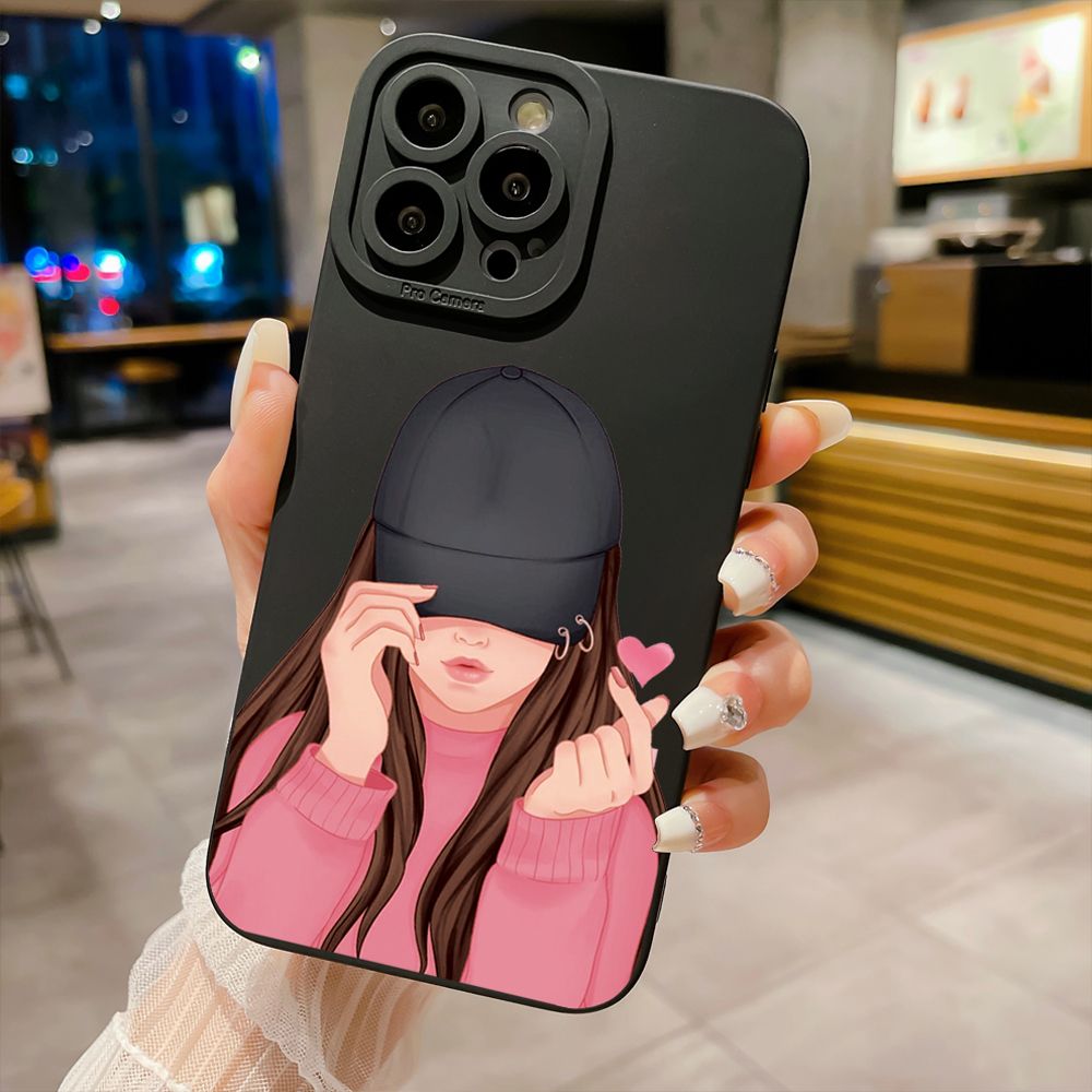 for iPhone 15 Pro Max 14 Plus 13 Pro Max 12 iPhone 11 XR 8 7 SE 2022 XS Max Beauty Flower Girl Full Protective Case Anti Drop Cover