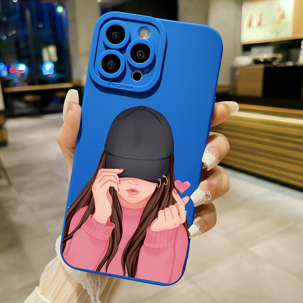 for iPhone 15 Pro Max 14 Plus 13 Pro Max 12 iPhone 11 XR 8 7 SE 2022 XS Max Beauty Flower Girl Full Protective Case Anti Drop Cover