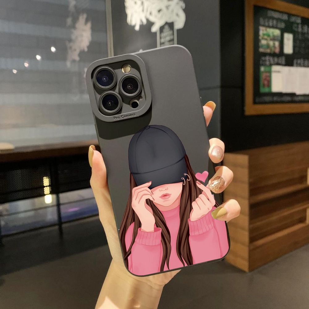 for iPhone 15 Pro Max 14 Plus 13 Pro Max 12 iPhone 11 XR 8 7 SE 2022 XS Max Beauty Flower Girl Full Protective Case Anti Drop Cover