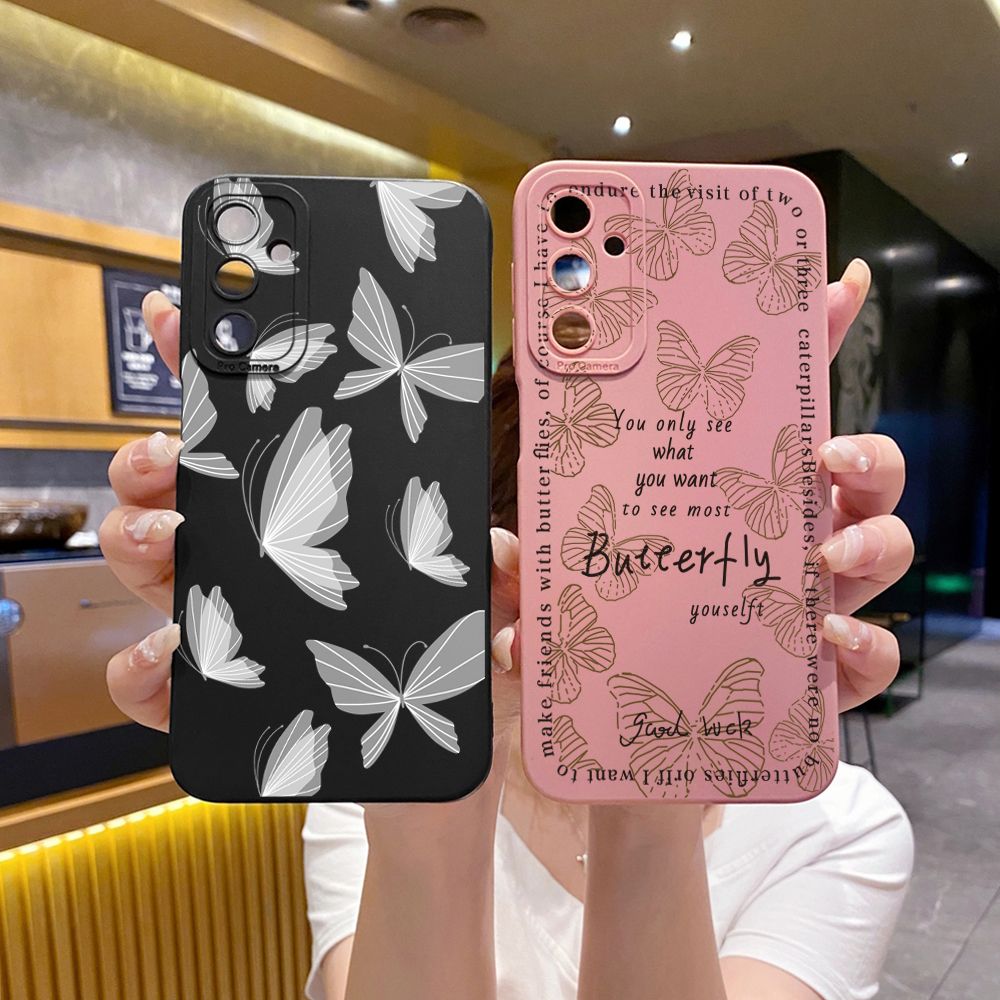 for Samsung Galaxy A15 A05 A35 A55 A04E A14 A24 A34 A54 A33 A53 A73 5G A32 A52S A72 A31 A51 A71 A11 A50 A03S Drawing Butterfly Retro Full Protective Case Anti Drop Cover