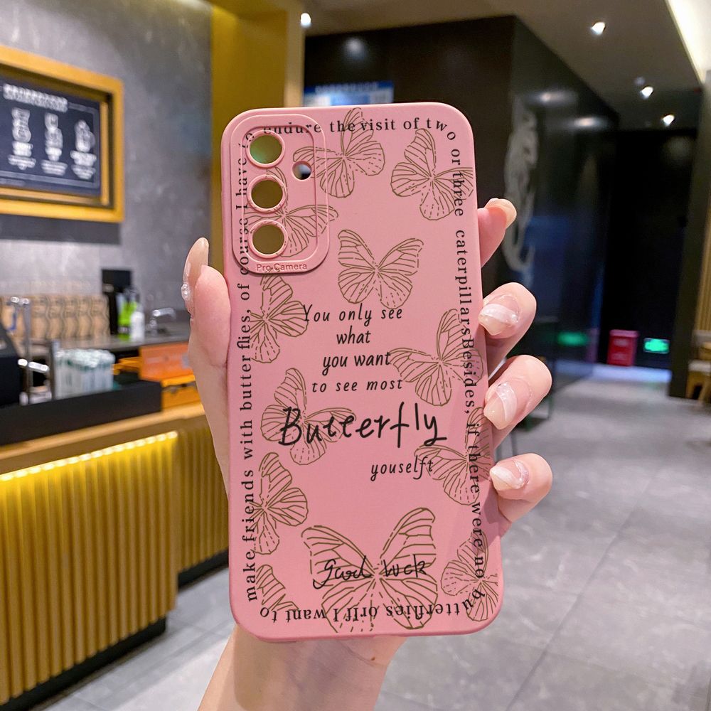 for Samsung Galaxy A15 A05 A35 A55 A04E A14 A24 A34 A54 A33 A53 A73 5G A32 A52S A72 A31 A51 A71 A11 A50 A03S Drawing Butterfly Retro Full Protective Case Anti Drop Cover