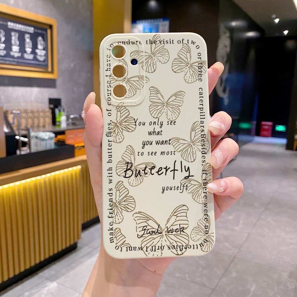 for Samsung Galaxy A15 A05 A35 A55 A04E A14 A24 A34 A54 A33 A53 A73 5G A32 A52S A72 A31 A51 A71 A11 A50 A03S Drawing Butterfly Retro Full Protective Case Anti Drop Cover