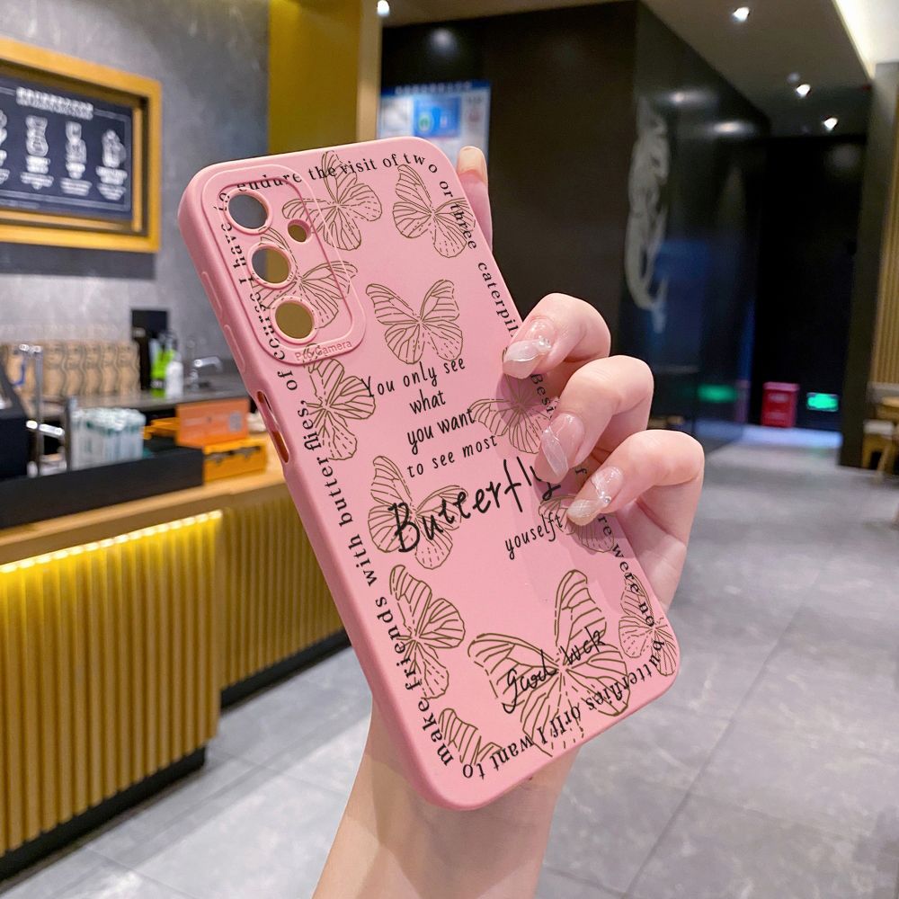 for Samsung Galaxy A15 A05 A35 A55 A04E A14 A24 A34 A54 A33 A53 A73 5G A32 A52S A72 A31 A51 A71 A11 A50 A03S Drawing Butterfly Retro Full Protective Case Anti Drop Cover