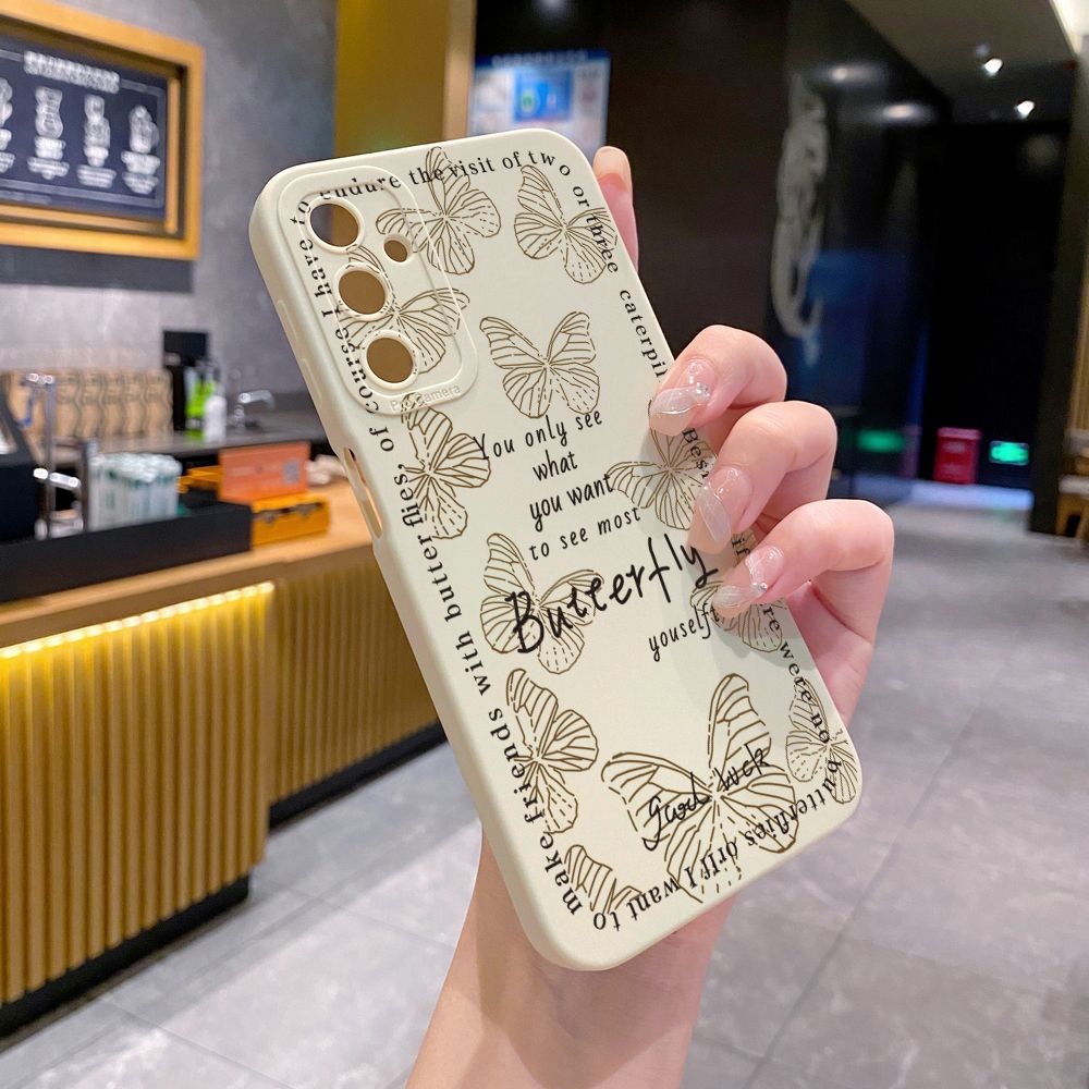 for Samsung Galaxy A15 A05 A35 A55 A04E A14 A24 A34 A54 A33 A53 A73 5G A32 A52S A72 A31 A51 A71 A11 A50 A03S Drawing Butterfly Retro Full Protective Case Anti Drop Cover