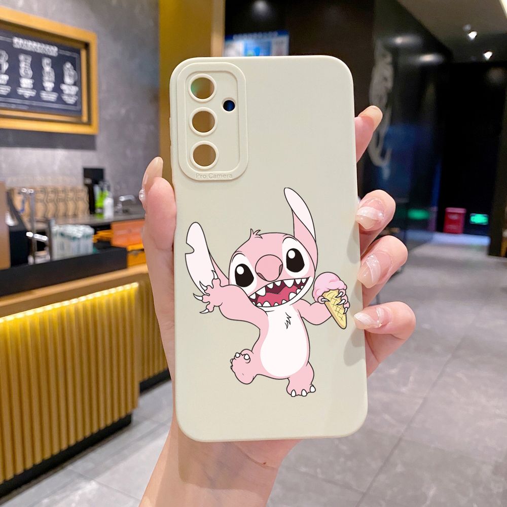 for Samsung Galaxy A15 A05 A35 A55 A04E A14 A24 A34 A54 A33 A53 A73 5G A32 A52S A72 A31 A51 A71 A11 A50 A03S Icecream Couple Stitch Full Protective Case Anti Drop Cover