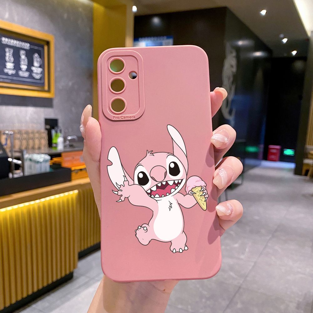 for Samsung Galaxy A15 A05 A35 A55 A04E A14 A24 A34 A54 A33 A53 A73 5G A32 A52S A72 A31 A51 A71 A11 A50 A03S Icecream Couple Stitch Full Protective Case Anti Drop Cover