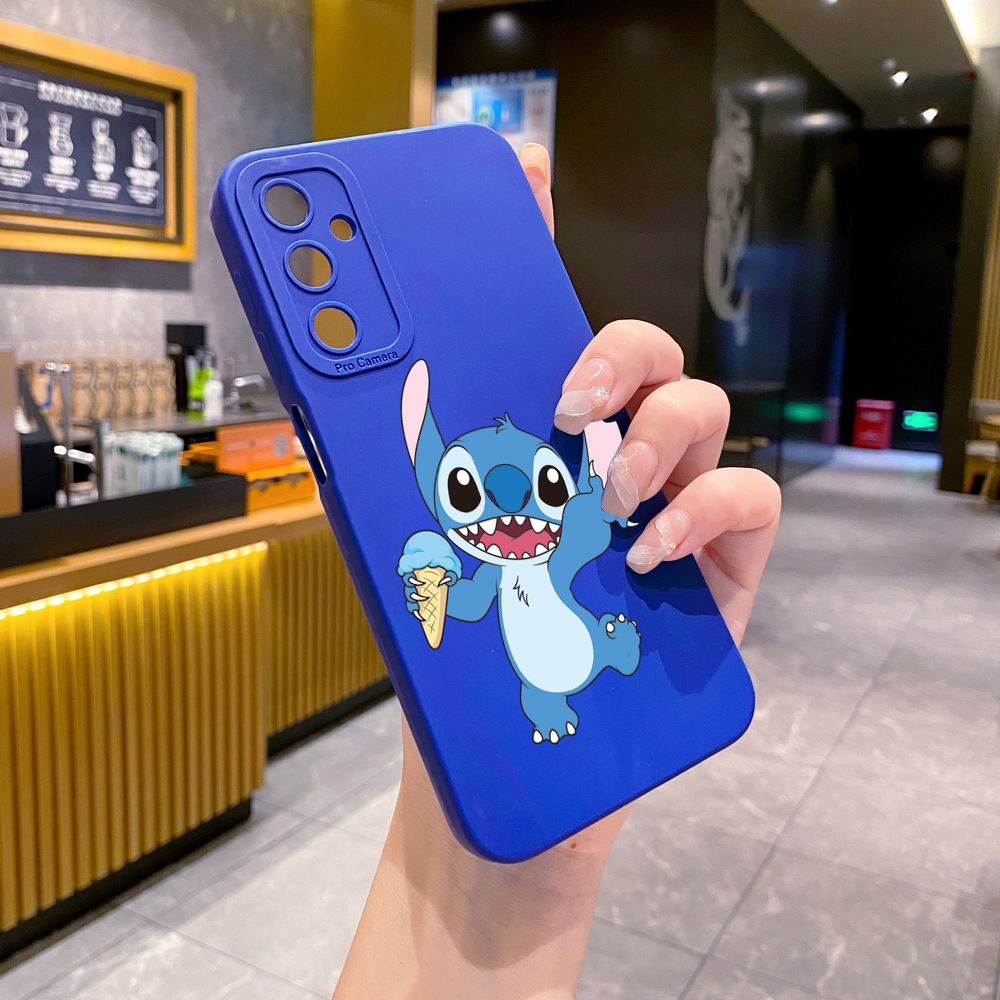 for Samsung Galaxy A15 A05 A35 A55 A04E A14 A24 A34 A54 A33 A53 A73 5G A32 A52S A72 A31 A51 A71 A11 A50 A03S Icecream Couple Stitch Full Protective Case Anti Drop Cover