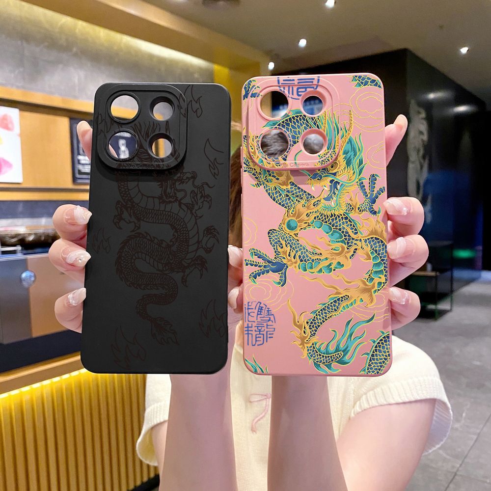 for Xiaomi Redmi Note 13 12 Pro 5G 12S 11S 13C A1 10 Pro 4G 10S Redmi 10C 9C 9S A2 Chinese Dragon Full Protective Case Anti Drop Cover