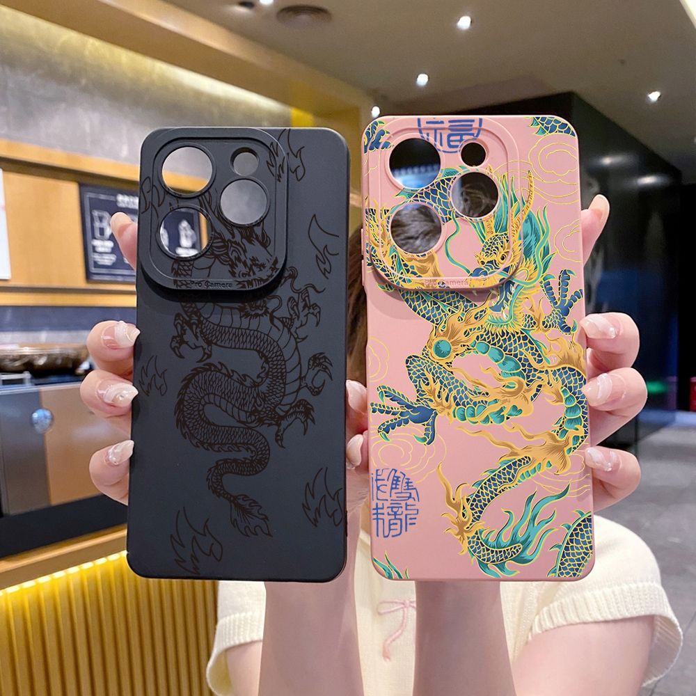 for Infinix Hot 40i 40 Pro Note 12 G96 Note 30 Hot 20 Play 20S 12i 30i 20i 10S 11 10 Play 11S 10i Smart 7 6 HD X6511 X657B X6512 Zero 30 5G Chinese Dragon Full Protective Case Anti Drop Cover