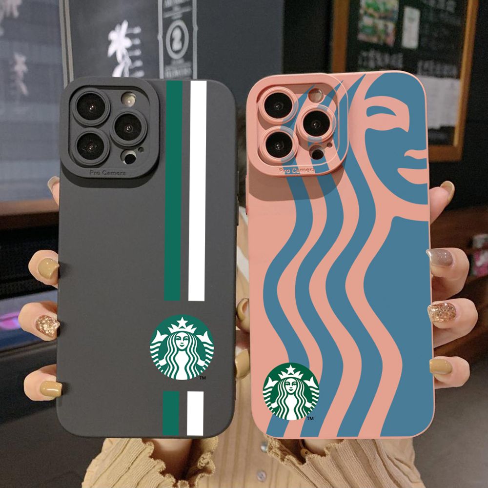 for iPhone 15 Pro Max 14 Plus 13 Pro Max 12 iPhone 11 XR 8 7 SE 2022 XS Max Starbucks Full Protective Case Anti Drop Cover