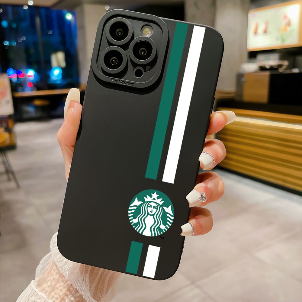 for iPhone 15 Pro Max 14 Plus 13 Pro Max 12 iPhone 11 XR 8 7 SE 2022 XS Max Starbucks Full Protective Case Anti Drop Cover