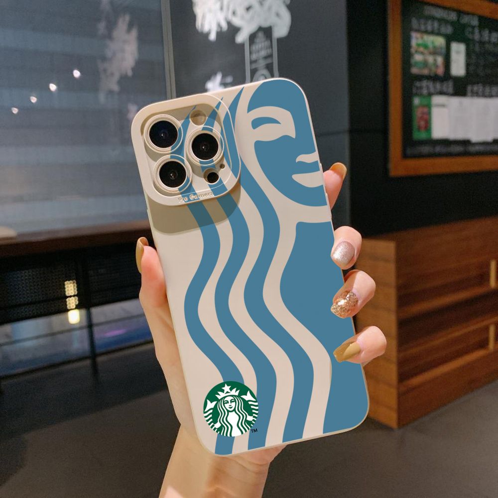 for iPhone 15 Pro Max 14 Plus 13 Pro Max 12 iPhone 11 XR 8 7 SE 2022 XS Max Starbucks Full Protective Case Anti Drop Cover