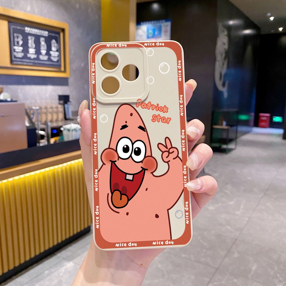 for Realme C67 C53 C51 Note 50 C21 C33 C30 C35 C11 2021 C12 C15 C21Y C25Y C25S Realme5 5i 6i 9i 8 Pro Bubble Sponge Bob Patrick Star Full Protective Case Anti Drop Cover