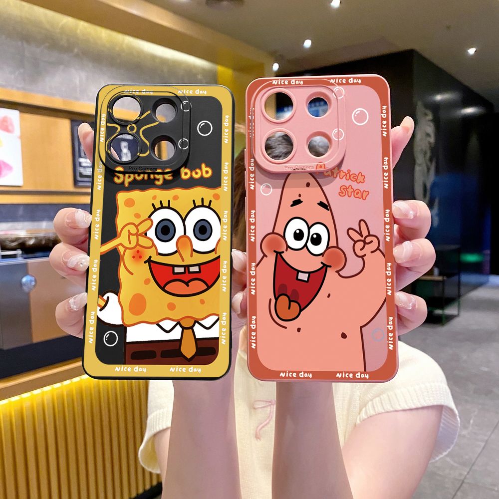 for Xiaomi Redmi Note 13 12 Pro 5G 12S 11S 13C A1 10 Pro 4G 10S Redmi 10C 9C 9S A2 Bubble Sponge Bob Patrick Star Full Protective Case Anti Drop Cover