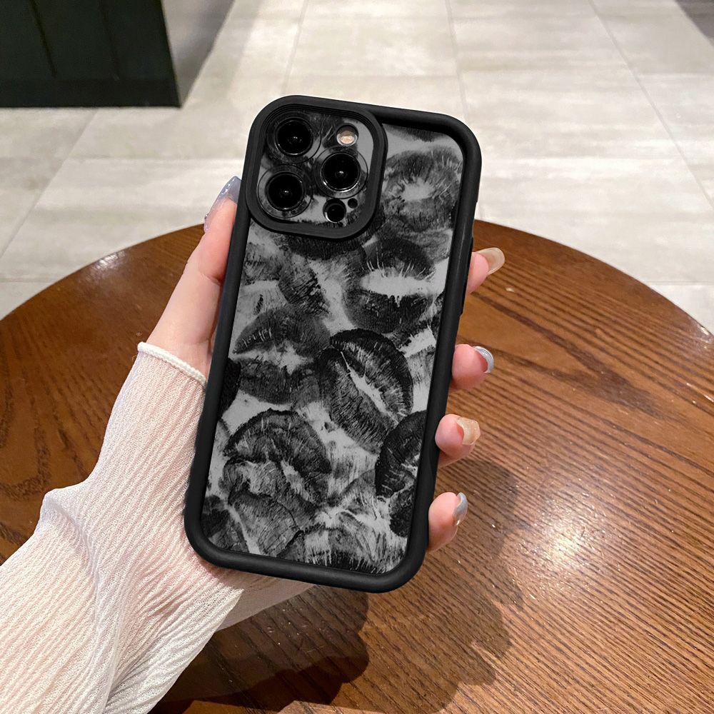 for iPhone 15 Pro Max 14 Plus 13 12 11 XR 8 7 SE 2022 XS XOXO Lips Full Protective Phone Case Anti Drop Cover