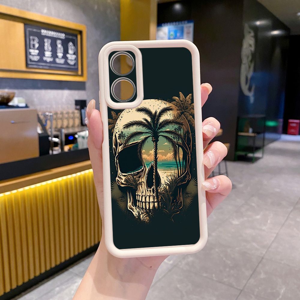 for Realme C67 C53 C51 Note 50 C21Y C25Y C33 C30 C35 9i Couple Skull Coconut Tree Full Protective Phone Case Anti Drop Cover