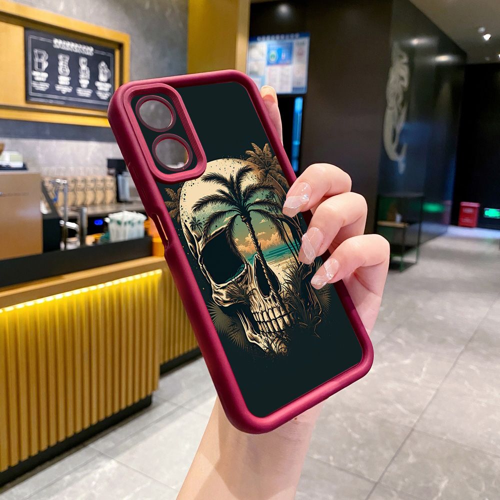 for Realme C67 C53 C51 Note 50 C21Y C25Y C33 C30 C35 9i Couple Skull Coconut Tree Full Protective Phone Case Anti Drop Cover
