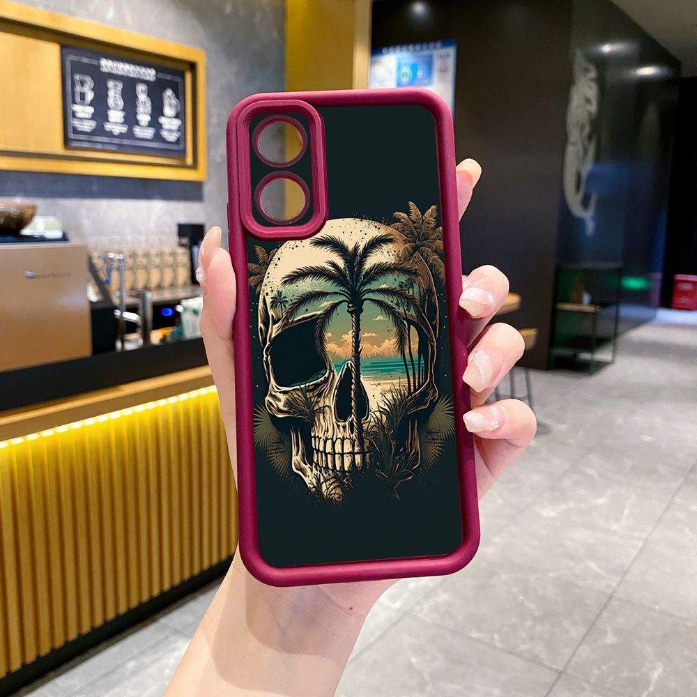 for Realme C67 C53 C51 Note 50 C21Y C25Y C33 C30 C35 9i Couple Skull Coconut Tree Full Protective Phone Case Anti Drop Cover