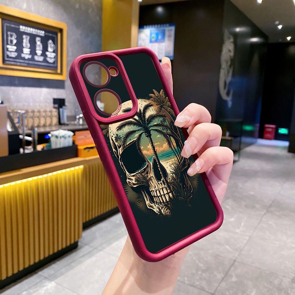 for VIVO Y17S Y27 T1X Y02S Y21S Y02 Y33S Y12S Y18 Y38 Couple Skull Coconut Tree Full Protective Phone Case Anti Drop Cover