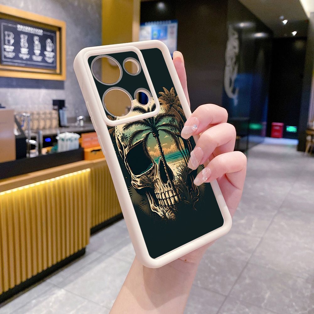 for Xiaomi Redmi Note 13 Pro 5G 12S 4G 12 Turbo 11S 13C 12C Couple Skull Coconut Tree Full Protective Phone Case Anti Drop Cover