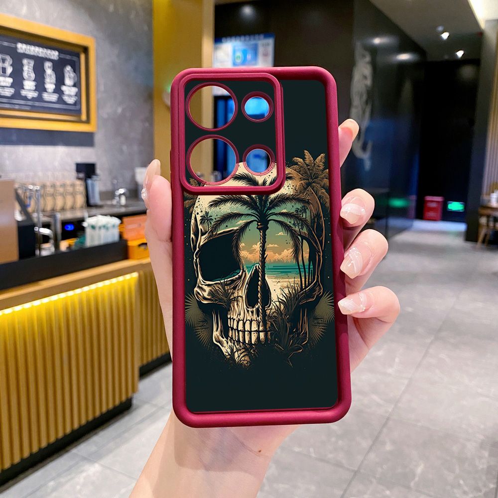 for Xiaomi Redmi Note 13 Pro 5G 12S 4G 12 Turbo 11S 13C 12C Couple Skull Coconut Tree Full Protective Phone Case Anti Drop Cover