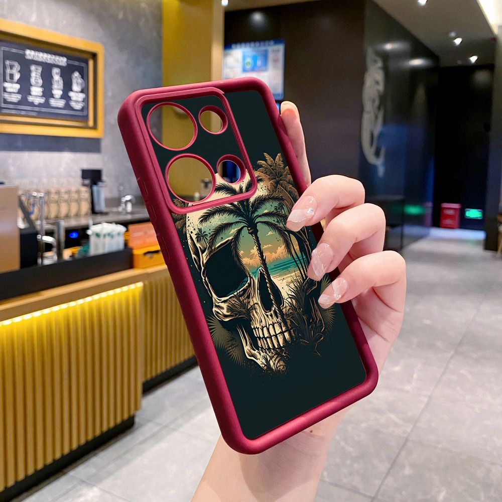 for Xiaomi Redmi Note 13 Pro 5G 12S 4G 12 Turbo 11S 13C 12C Couple Skull Coconut Tree Full Protective Phone Case Anti Drop Cover