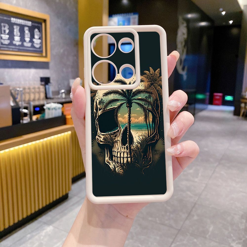 for Xiaomi Redmi Note 13 Pro 5G 12S 4G 12 Turbo 11S 13C 12C Couple Skull Coconut Tree Full Protective Phone Case Anti Drop Cover