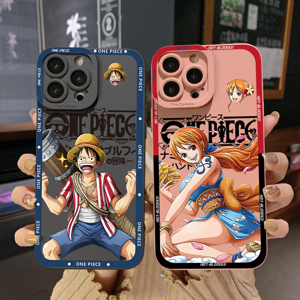 for iPhone 15 Pro Max 14 Plus 13 Pro Max 12 iPhone 11 XR 8 7 SE 2022 XS Max One Piece Luufy Nami Full Protective Case Anti Drop Cover
