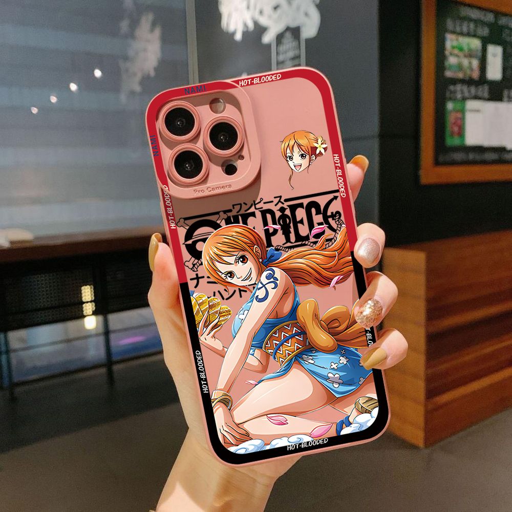 for iPhone 15 Pro Max 14 Plus 13 Pro Max 12 iPhone 11 XR 8 7 SE 2022 XS Max One Piece Luufy Nami Full Protective Case Anti Drop Cover