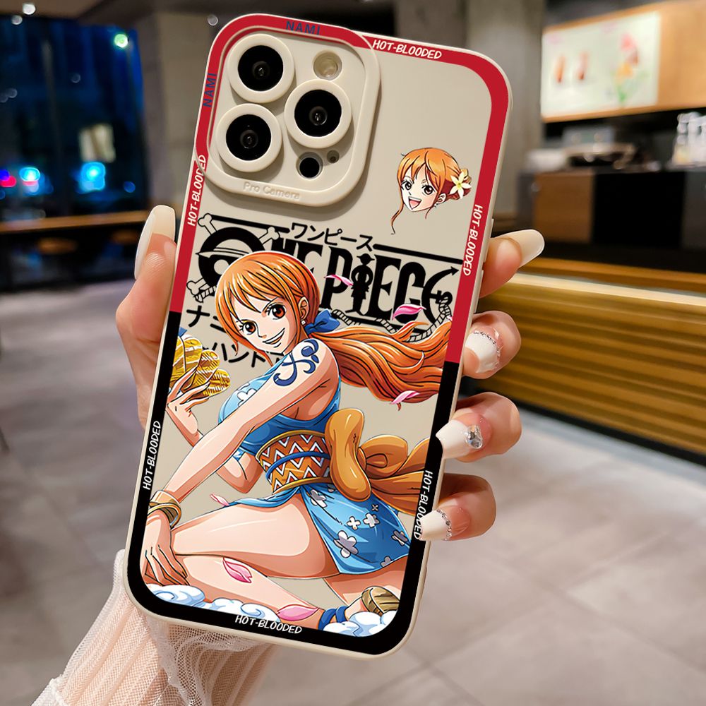 for iPhone 15 Pro Max 14 Plus 13 Pro Max 12 iPhone 11 XR 8 7 SE 2022 XS Max One Piece Luufy Nami Full Protective Case Anti Drop Cover