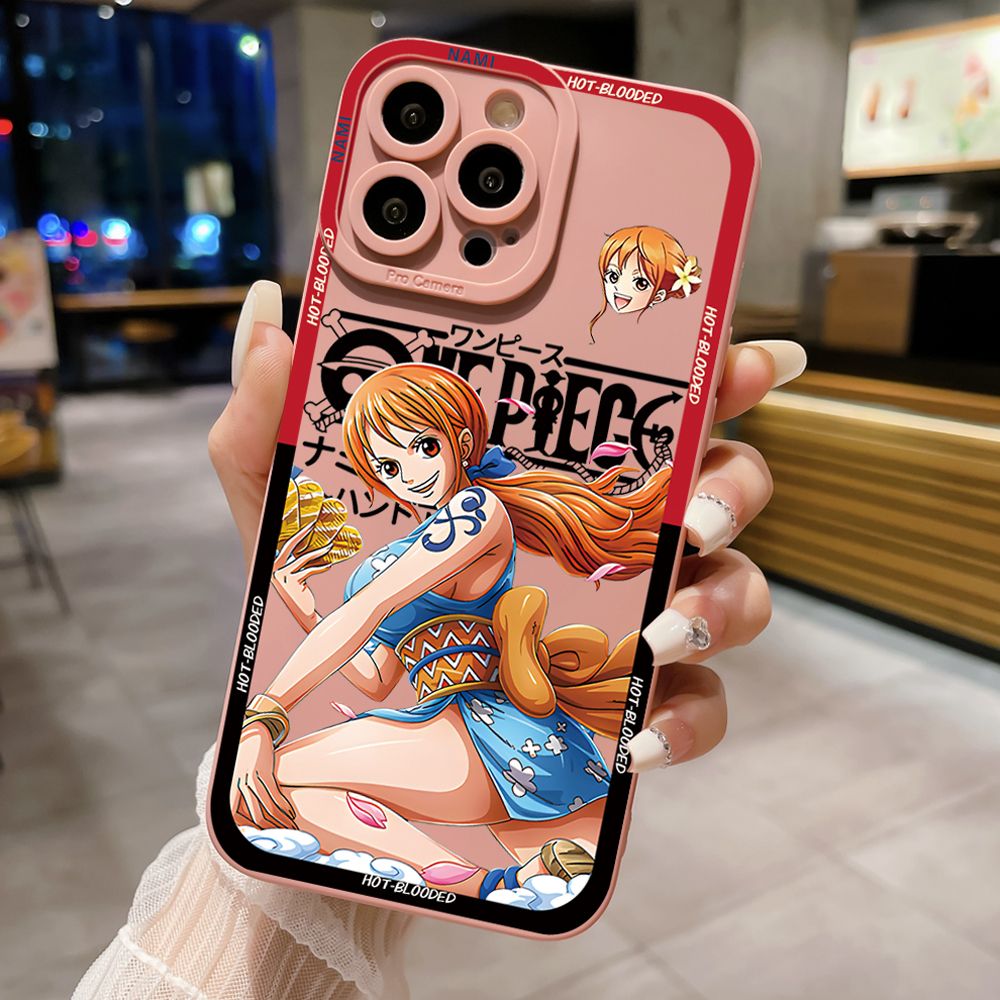for iPhone 15 Pro Max 14 Plus 13 Pro Max 12 iPhone 11 XR 8 7 SE 2022 XS Max One Piece Luufy Nami Full Protective Case Anti Drop Cover