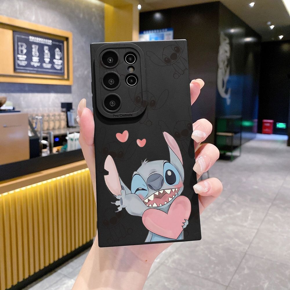 for Samsung Galaxy S24 S23 Ultra S22 Plus Note 20 S21 FE S20 Couple Stitch Angel Full Protective Case Anti Drop Cover