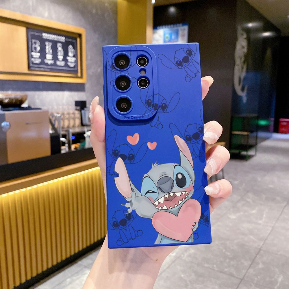 for Samsung Galaxy S24 S23 Ultra S22 Plus Note 20 S21 FE S20 Couple Stitch Angel Full Protective Case Anti Drop Cover