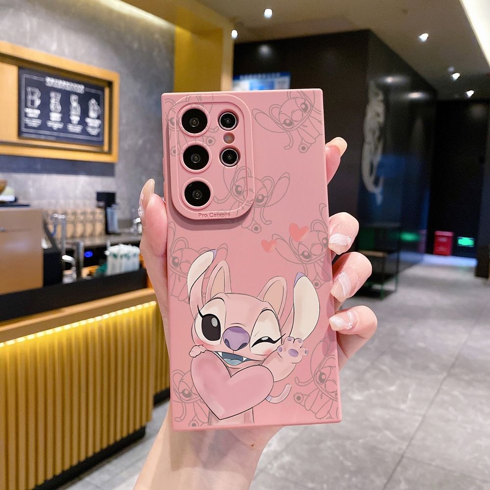 for Samsung Galaxy S24 S23 Ultra S22 Plus Note 20 S21 FE S20 Couple Stitch Angel Full Protective Case Anti Drop Cover