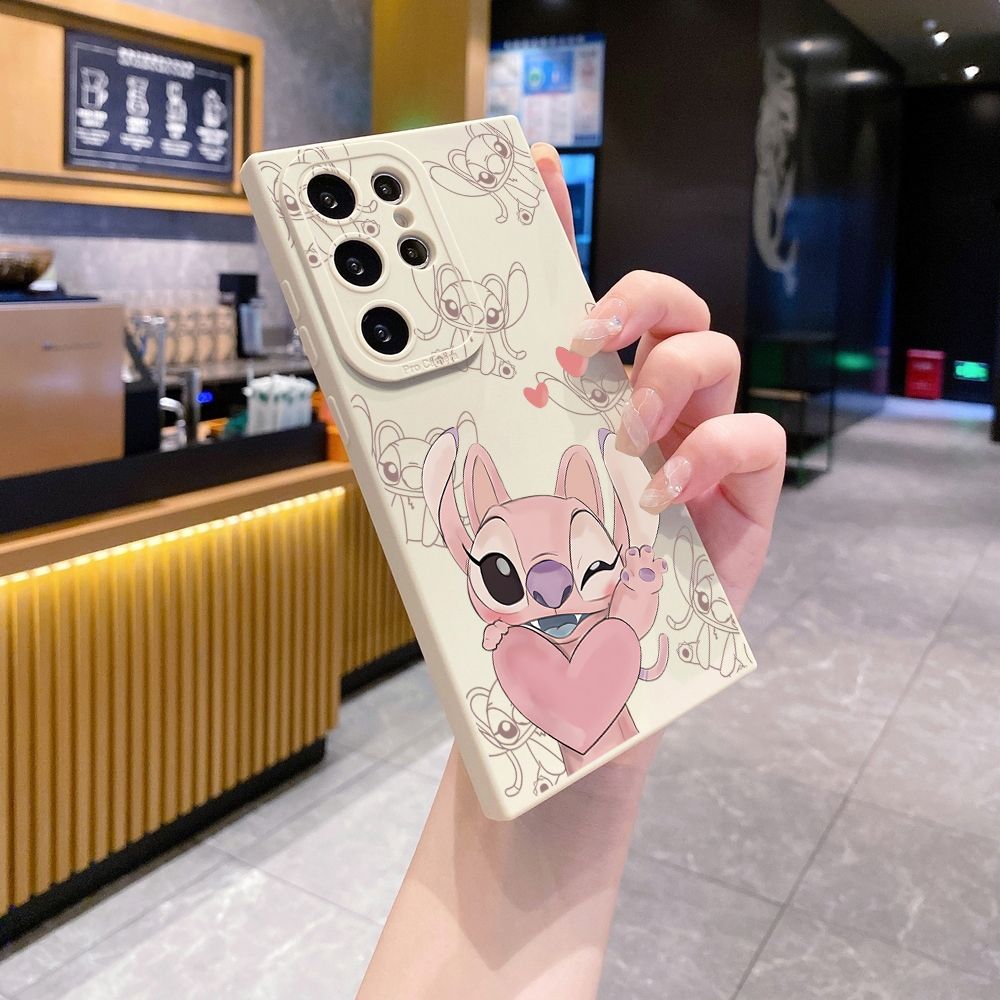 for Samsung Galaxy S24 S23 Ultra S22 Plus Note 20 S21 FE S20 Couple Stitch Angel Full Protective Case Anti Drop Cover