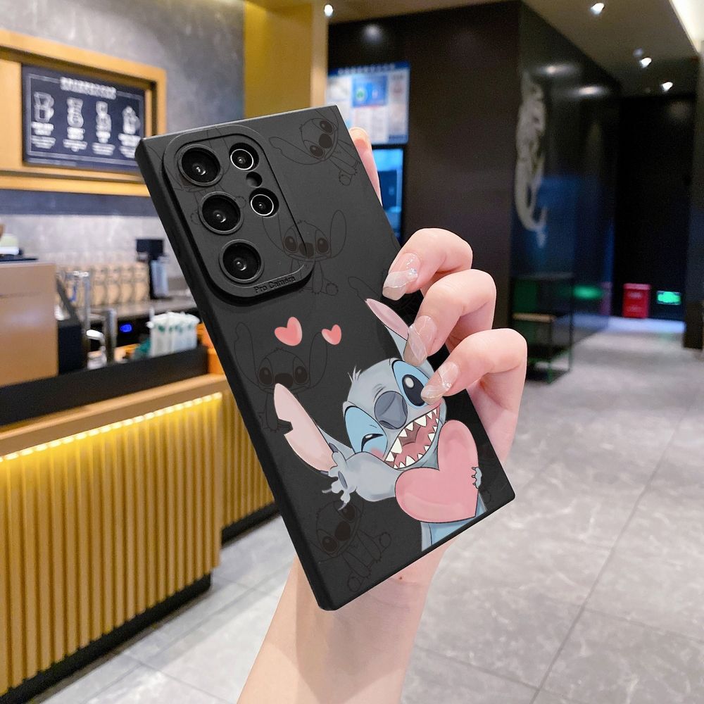 for Samsung Galaxy S24 S23 Ultra S22 Plus Note 20 S21 FE S20 Couple Stitch Angel Full Protective Case Anti Drop Cover