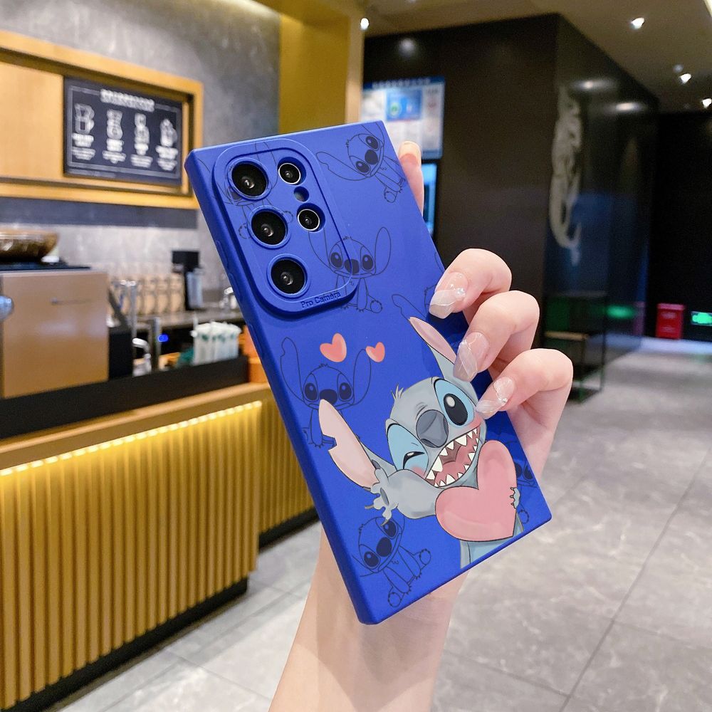 for Samsung Galaxy S24 S23 Ultra S22 Plus Note 20 S21 FE S20 Couple Stitch Angel Full Protective Case Anti Drop Cover