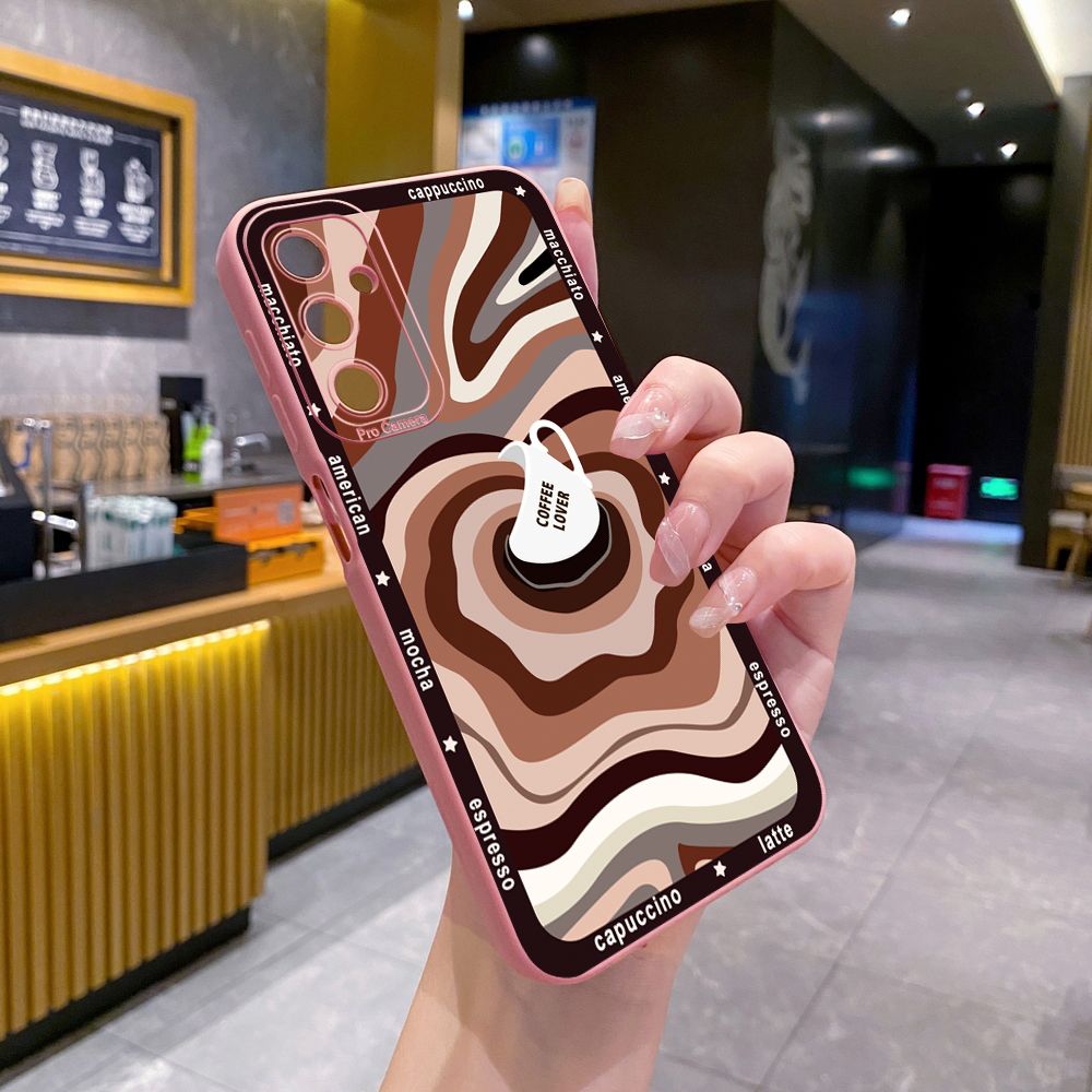 for Samsung Galaxy A15 A05 A35 A55 A04E A14 A24 A34 A54 A33 A53 A73 5G A32 A52S A72 A31 A51 A71 A11 A50 A03S Liquid Coffe Full Protective Case Anti Drop Cover