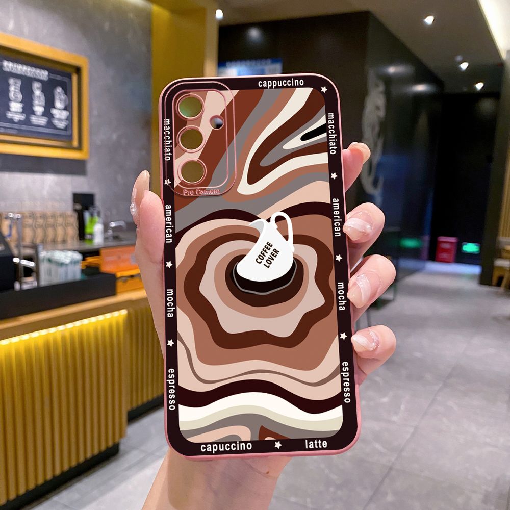 for Samsung Galaxy A15 A05 A35 A55 A04E A14 A24 A34 A54 A33 A53 A73 5G A32 A52S A72 A31 A51 A71 A11 A50 A03S Liquid Coffe Full Protective Case Anti Drop Cover